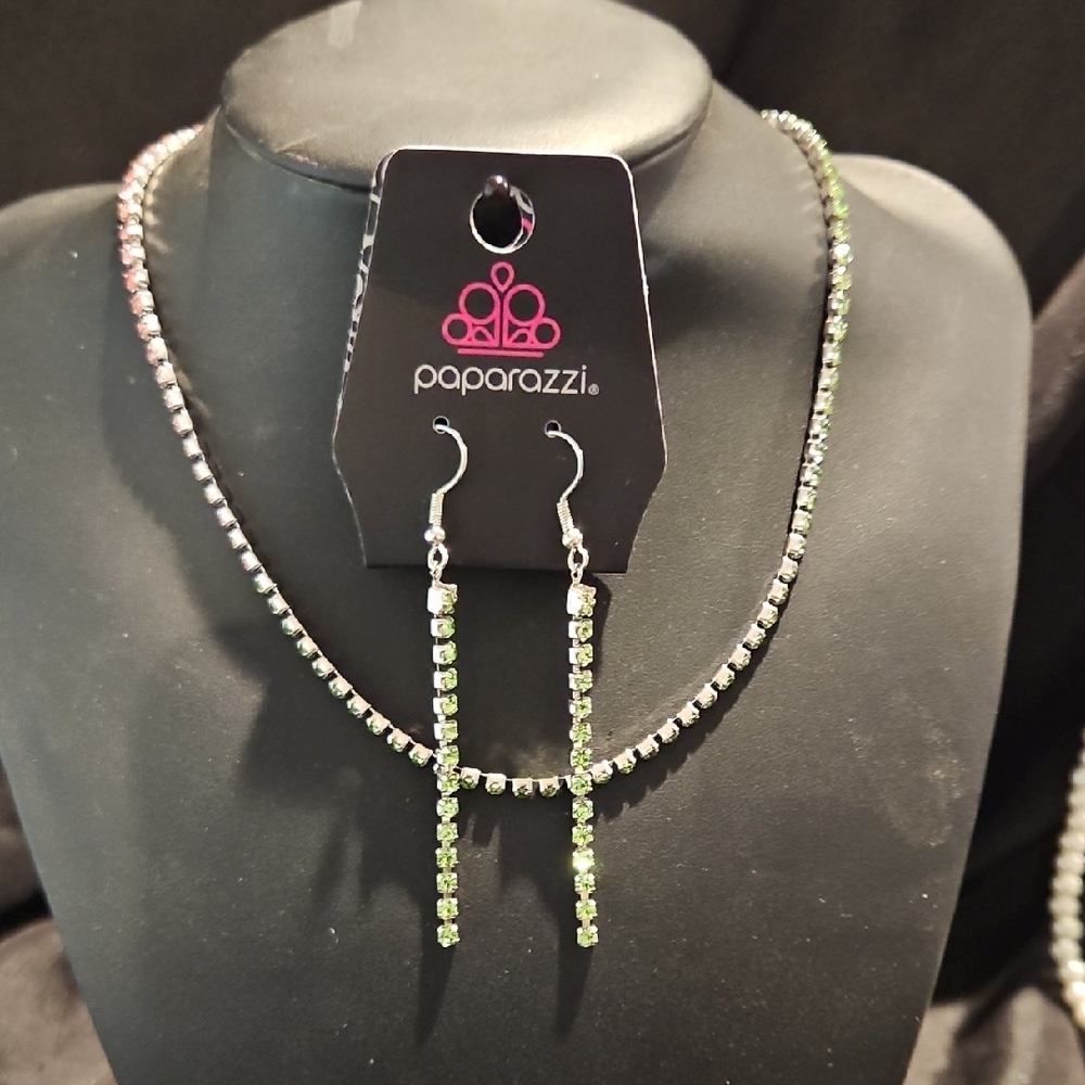 Watermelon Lime Green and Pink Choker Necklace Set